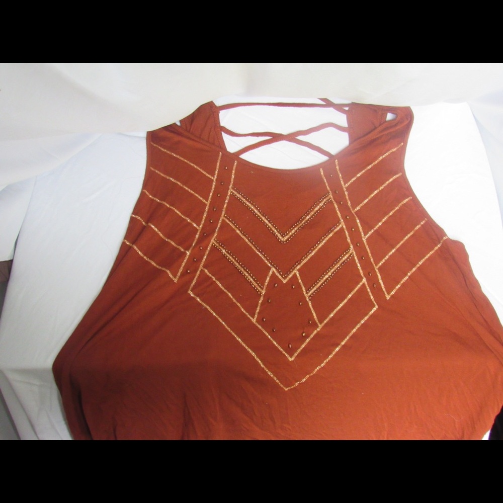 Beaded tank top with intricate back